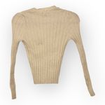 American Eagle  Cream Ribbed Button Front Cropped Cardigan Minimalist S Photo 2