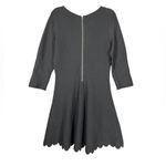 Antonio Melani Black Scallop Hem Fit & Flare Knit Dress Sz L Floral Texture Photo 8