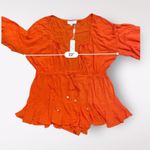 Meshki  Orange Skyla Playsuit Romper NWT Off Shoulder V-Neck‎ Tasseled Size M Photo 3