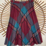 American Vintage VTG Plaid Pleated Wool Skirt Midi Skirt Red Multi 60’s-70’s Union Made Academia Photo 0