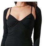 ASTR  The Label Women's Black Ribbed Bustier Dress w/ Long Sleeve Shrug Size M Photo 2
