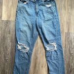 American Eagle  Outfitters Comfort Stretch Distressed Blue High Rise Mom Jeans 10 Photo 0