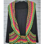 Double Zero  open cardigan crochet colorful rainbow sweater small. Photo 0