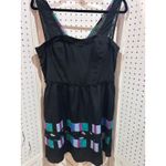 BCBG Generation Black Mesh Strap Geometric Print Ruffle Hem Dress Size 10 Photo 1