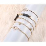 Boutique NEW Boho Bracelet Set - Gold Tone Chains, Tassel, Rhinestone Accents, Adjustable Photo 9