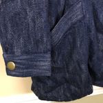 CAbi Women’s Dark Blue Cotton Soft Denim Asymmetrical Zipper Hooded Jacket Photo 4