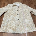 Chico's  Womens Quilted Jacket Cream Beige Floral Print Button Up Size 3/16-18/XL Photo 6