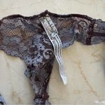 Free People  Intimates Lacy Brown Blue Racerback Bra Sz Medium Photo 2