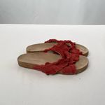 Anthropologie  Bianca Ruffled Slide Sandals in‎ Red Size 8 Photo 5