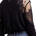 Free People  Daniella Black Lace Shoulder Blouse Photo 2