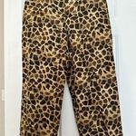 Easy Spirit  Silk Linen Blend Cropped Pants Animal Print Brown Size 14 SKU 28 Photo 0