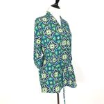 All For Color Womens Belted Tunic Top  Size S Green Geometric Print Floral NEW‎ Photo 10