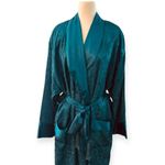 Victoria's Secret VICTORIA’S SECRET Vintage Gold Label Teal Green Long Satin Bathrobe Size M/L Photo 5