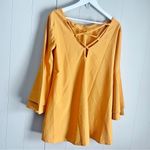 LYDFS Gold Mustard Sexy Rear V Strappy Bell Sleeve Top
Size M Size M Photo 2