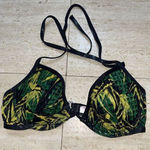 Victoria's Secret  Green Tropical‎ Palm Strappy Back  Bikini Top 34c Shimmer Photo 0