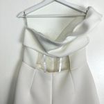 ASOS  DESIGN Scuba One Shoulder Corset Detail Jumpsuit in White Size US 10 Photo 4