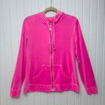 Lilly Pulitzer LORINA ZIP UP JACKET POPOVER SWEATSHIRT HOODIE VELOUR HOT PINK M Photo 0