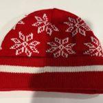 Vintage Red Snowflake Knit Beanie Hat Unisex Winter Warm Photo 0