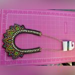 Nine West  Colorful Ethic Mesh Bib collar Maxi Beaded Statement Necklace 32” Photo 4