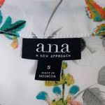 a.n.a . White & Green Floral Lace Up Neck Blouse Photo 2