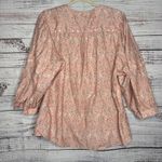 J. McLaughlin  Laramie Blouse Women's XLarge Pink Bird Floral Silk Blend 3/4 Puff Photo 4