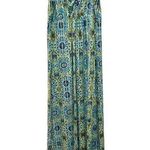 Ny Collection Buckle Strap Printed Maxi Dress Green and Blue Size Large Photo 0