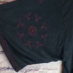 POL BLACK FAUX SUEDE OPEN FRONT BOXY LARGE SLEEVE EMBROIDERED CARDIGAN BOHO M Photo 3