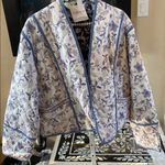 Floral Reversible Quilted Cotton Jacket: Oversized Boho Bomber Blue Size XL Photo 5