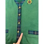Liz Claiborne Vtg Lizsport Golf Preppy Tennis Sweater Vest V Neck Button Up Plaid Green/Blue L Photo 8