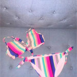 No Boundaries NoBo Neon Stripe Juniors Bikini L‎ Photo 2