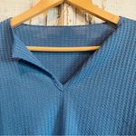 SheIn Blue V-Neck Waffle Knit Sweater Photo 2