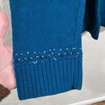 Christopher & Banks  teal beaded zip up sweater size large Photo 3