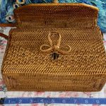 Vintage Tan Woven Shoulder Bag with Leather Strap Photo 7