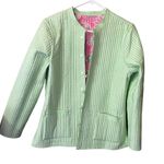 Appleseeds petites size PM reversible jacket paisley to lime green. Quilted Green Photo 1