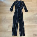 Maje  Faux Wrap Navy Striped Long Sleeve Panti Marine Jumpsuit Size 38/M Photo 1