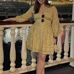 Derek Lam COLLECTIVE Paisley Yellow Floral Puff Sleeves Flared Hemline Dress 48 Photo 3