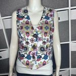 BODEN Tailored Linen Waistcoat Floral Vest Size 2 White Photo 2