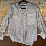 ZARA  xs blue and white striped button down Photo 0