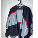 Faded Glory  Black Red Gray Fleece Poncho Wrap Photo 2