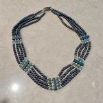 Vintage Hematite & Green Beaded Statement Necklace Gray Photo 0