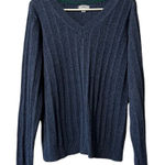 IZOD Women's Long Sleeve Blue V Neck Sweater Size XL Preppy Designer Classic Photo 0