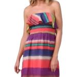 Shoshanna ANTHROPOLOGIE Silk  Serrapi Strapless Striped Ruffle Mini Dress Size 4 Photo 1