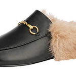 BaShafanni fur lined horsebit mules 39 Black Size 8.5 Photo 0