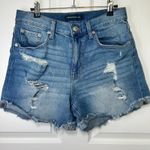 Aeropostale  Mom Jean‎ Shorts Size 6 Ripped Distressed Frayed Hem Blue Denim Photo 0