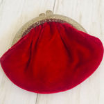 Vintage Red Velvet Bud Leather Creations Coin Purse with Lucite Hardware Photo 0