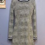 Michael Kors MICHAEL Blue & White Mottled Knit Knee-Length Dress Size Medium Photo 0
