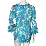 Ava & Grace Shirt Womens Small Blue White Floral Botanical Tunic Boho Peasant‎ Photo 3