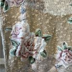 Vintage Floral Appliqué Knit Cottagecore Sweater Vest Top Pink Size M Photo 2