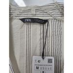 ZARA NWT  V Neck High Waisted Dress Striped Bow Cream Black Size Med Lightweight Photo 8