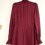Reformation  Stevi Smocked High Neck Long Sleeve Midi Dress, Plum, size 6 Photo 6